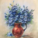 Bouquet de fleurs, tableau, aquarelle
