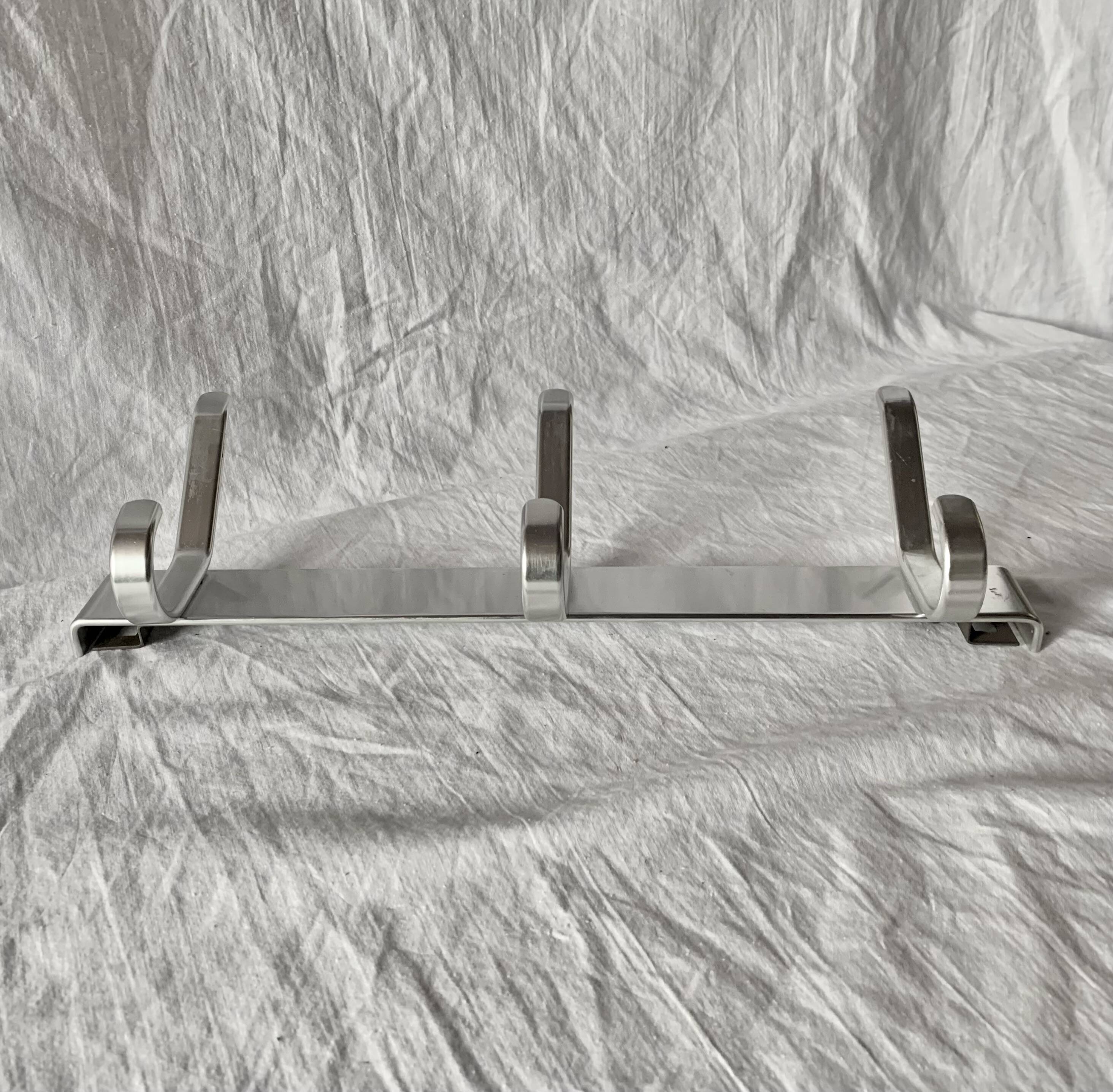 Vintage anodized aluminum wall coat rack - 3 hooks