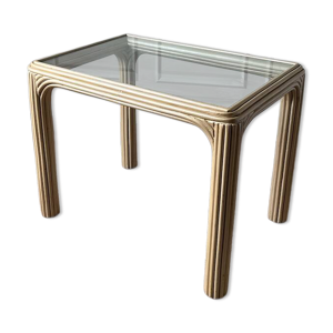 Table basse rotin doré