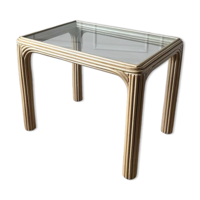 Table basse rotin doré