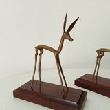 Pair of antique bookends in solid oak and brass from the 1960s