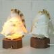 Vintage bedside shell lamps lake house decor wooden table lights set of 2