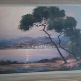 Oil on canvas sunset in the mediterranean signed jd garat 1960