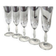 Lot 5 Grandes Flûtes à champagne en cristal taillé. Motifs gouttes/pointes diamant. Haut 20,5 cm