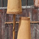 Floor lamp two lights, asymmetrical, bamboo and rattan, vintage, 70s