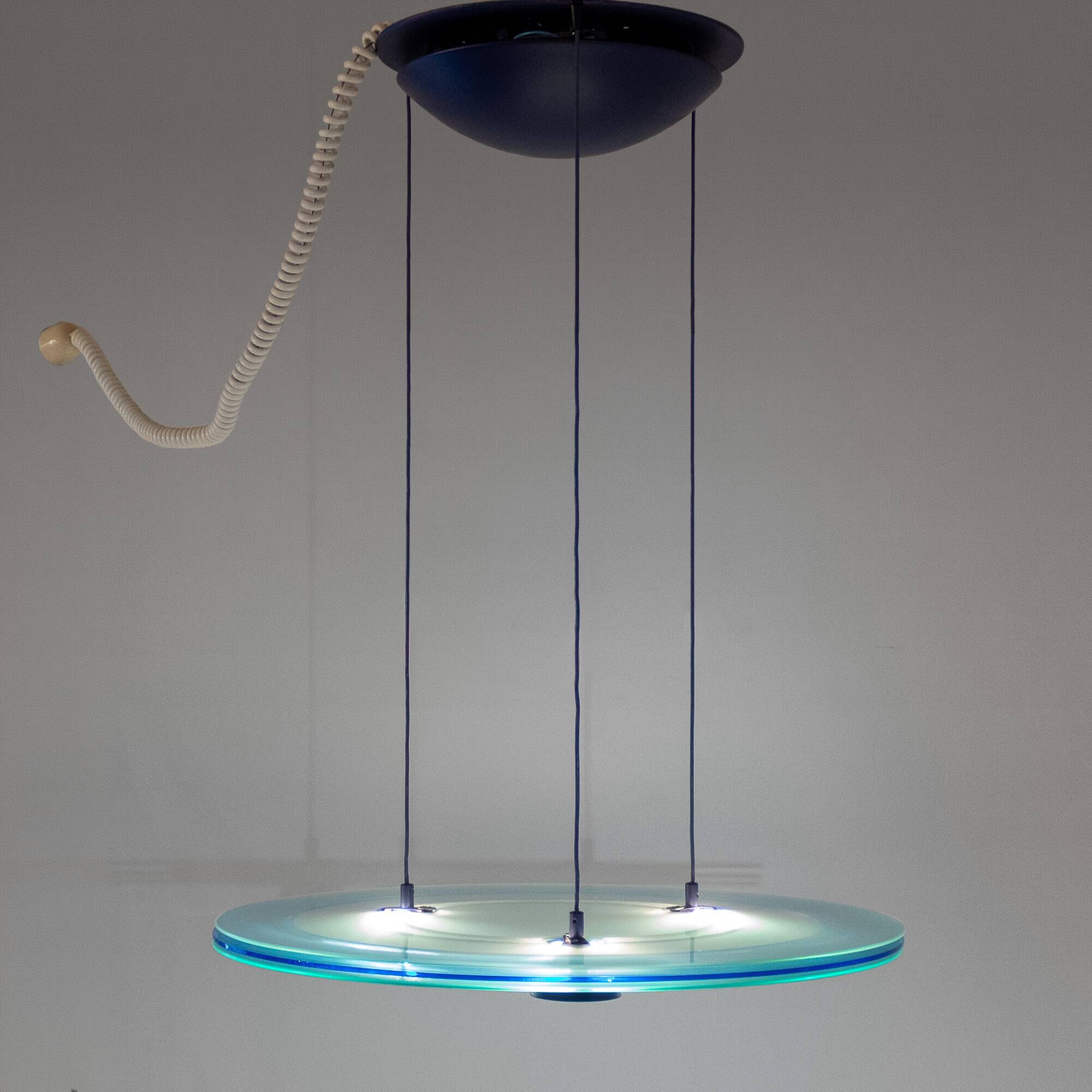 Pendentif Aurora Blue de l'ère spatiale par Arteluce, Perry King et Santiago Miranda,