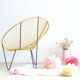 Pair of 60s tripod armchairs in metal and yellow scoubidou