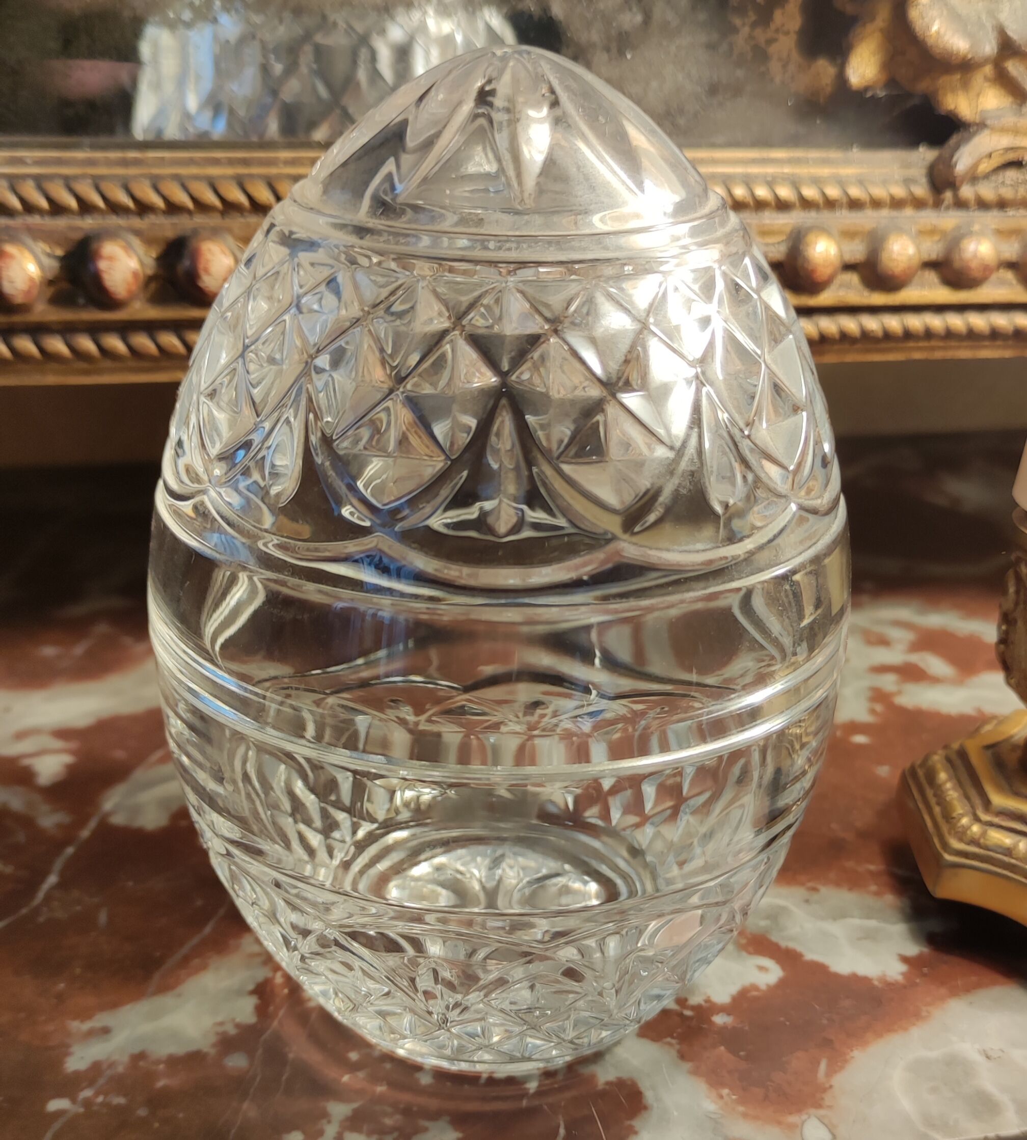 Old egg-shaped drapery/candy box