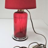 Lampe verre rouge et laiton vintage