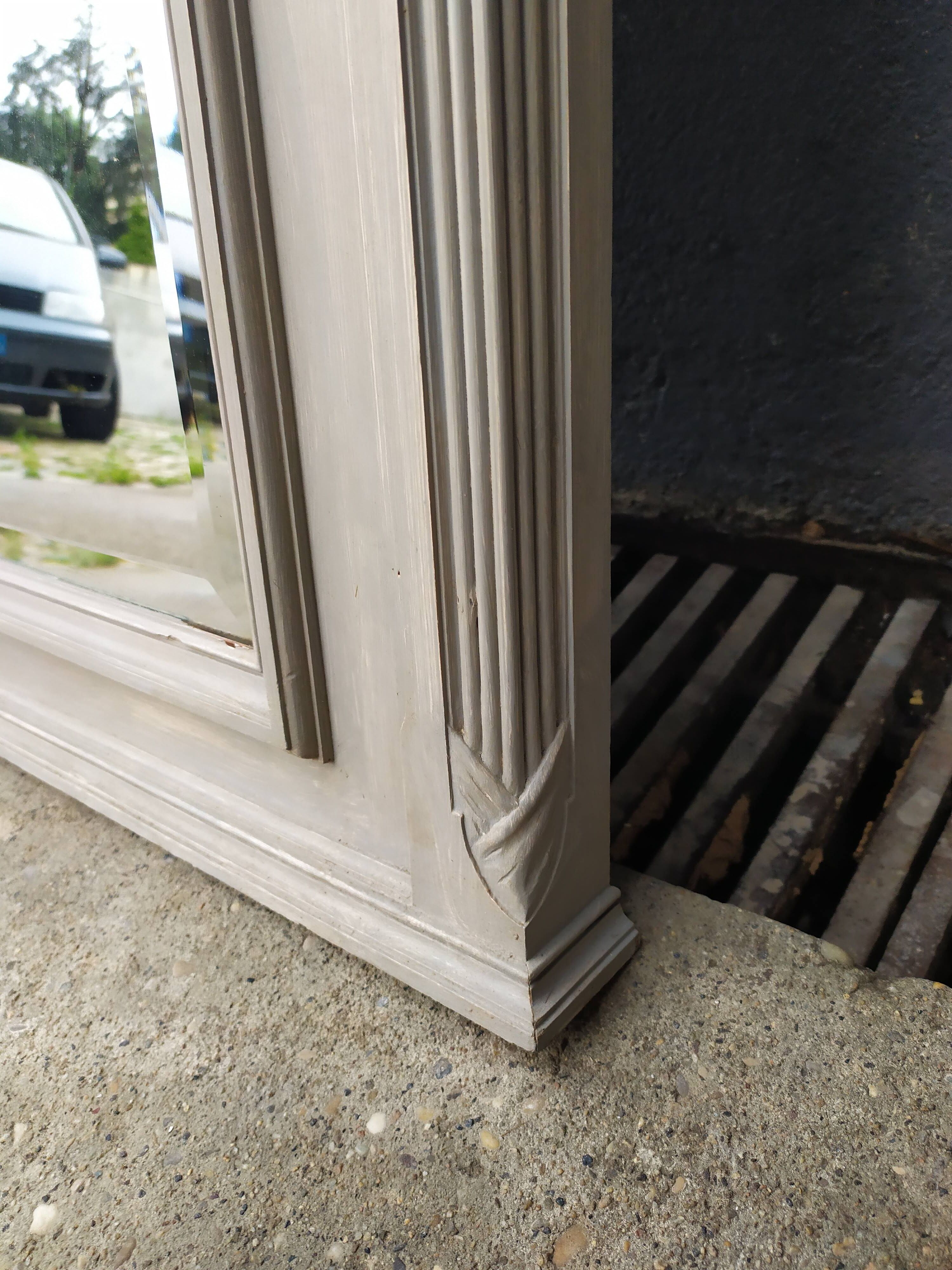 Old grey patinated mirror