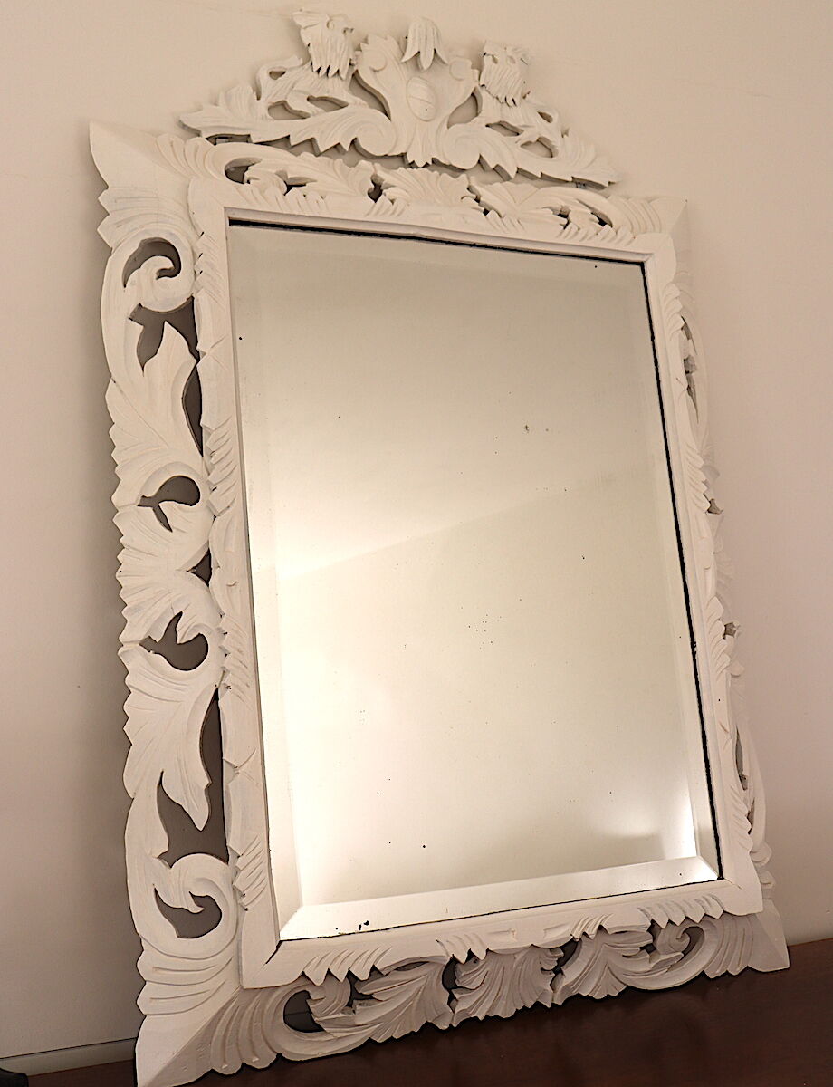 Miroir biseauté Henri II en blanc