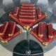 Art Deco table service in glazed burgundy and gold earthenware – Complete