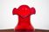 Red midcentury glass vase, Poland, 1970s