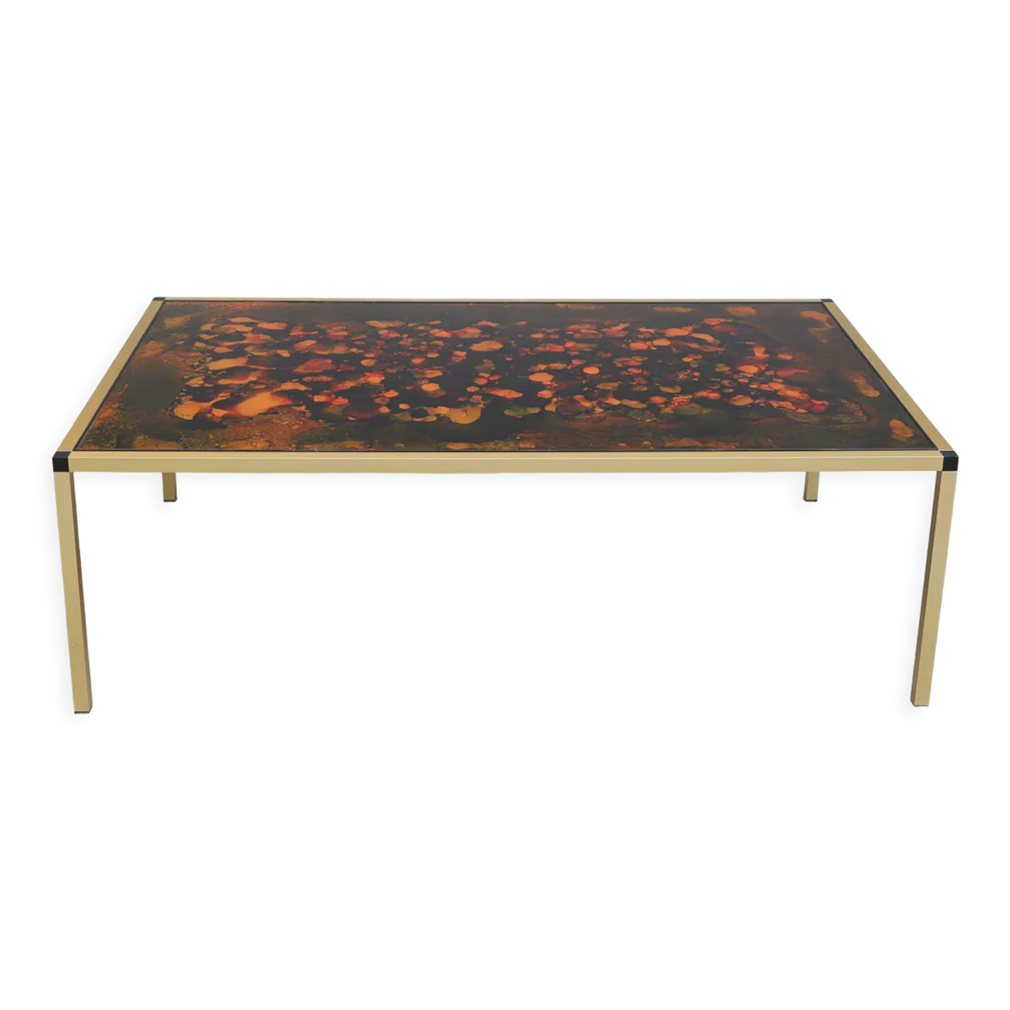 Vintage coffee table in brass and glass
