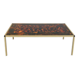 Vintage coffee table in brass and glass