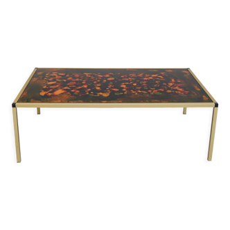 Vintage coffee table in brass and glass