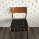 Scandinavian teak chair sitting faux braided leather