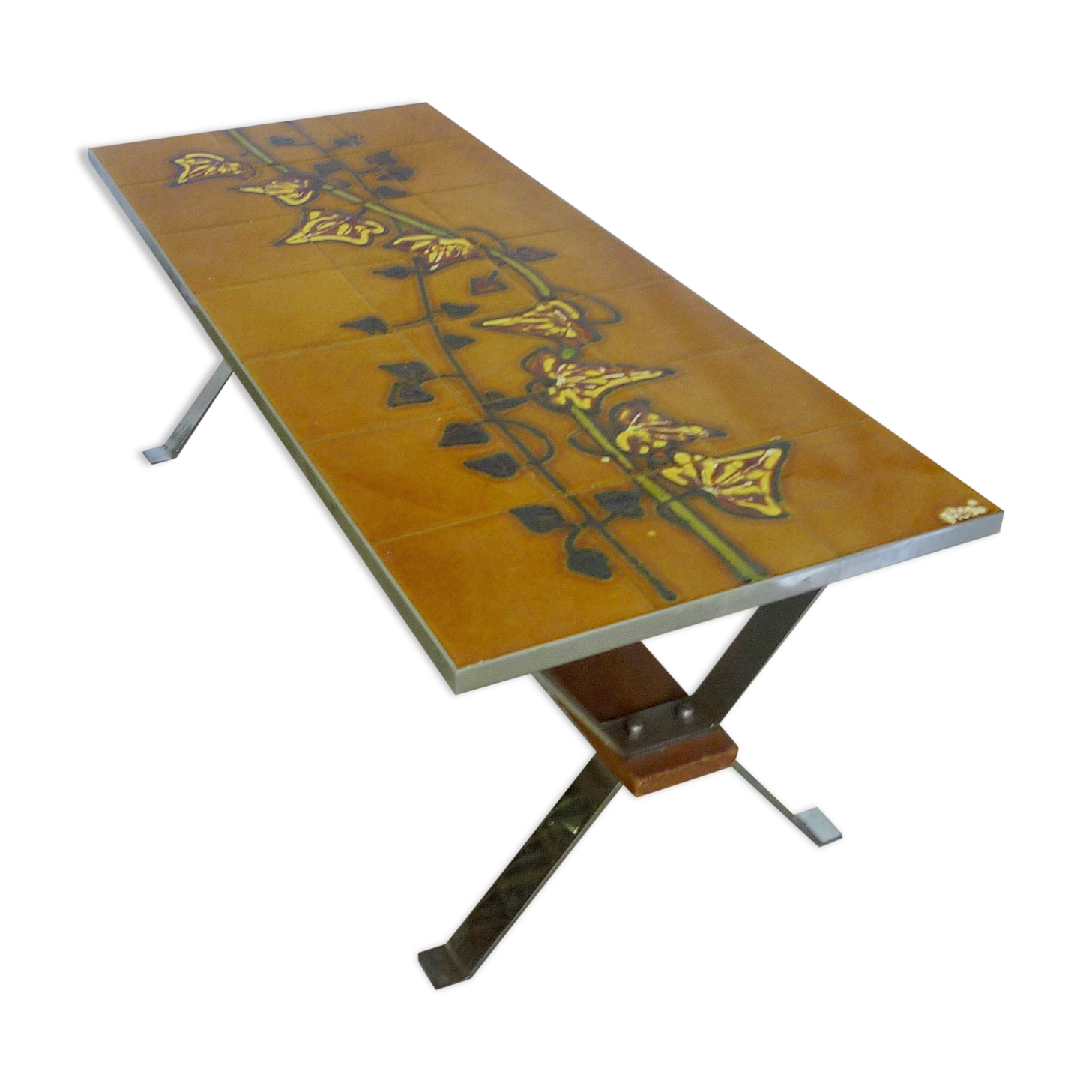 Vintage ceramic coffee table signed ADRI