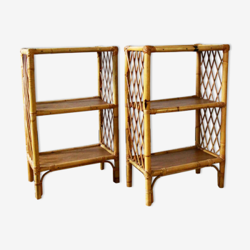 Pair of rattan bedsides