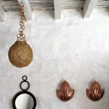 Metallic pink leaf wall lamps