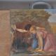 Painting on wood "Cupid and a couple at the fountain".