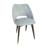 Chaise moumoute pieds carrés bout laiton années 60