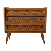 Commode vintage bois et rotin