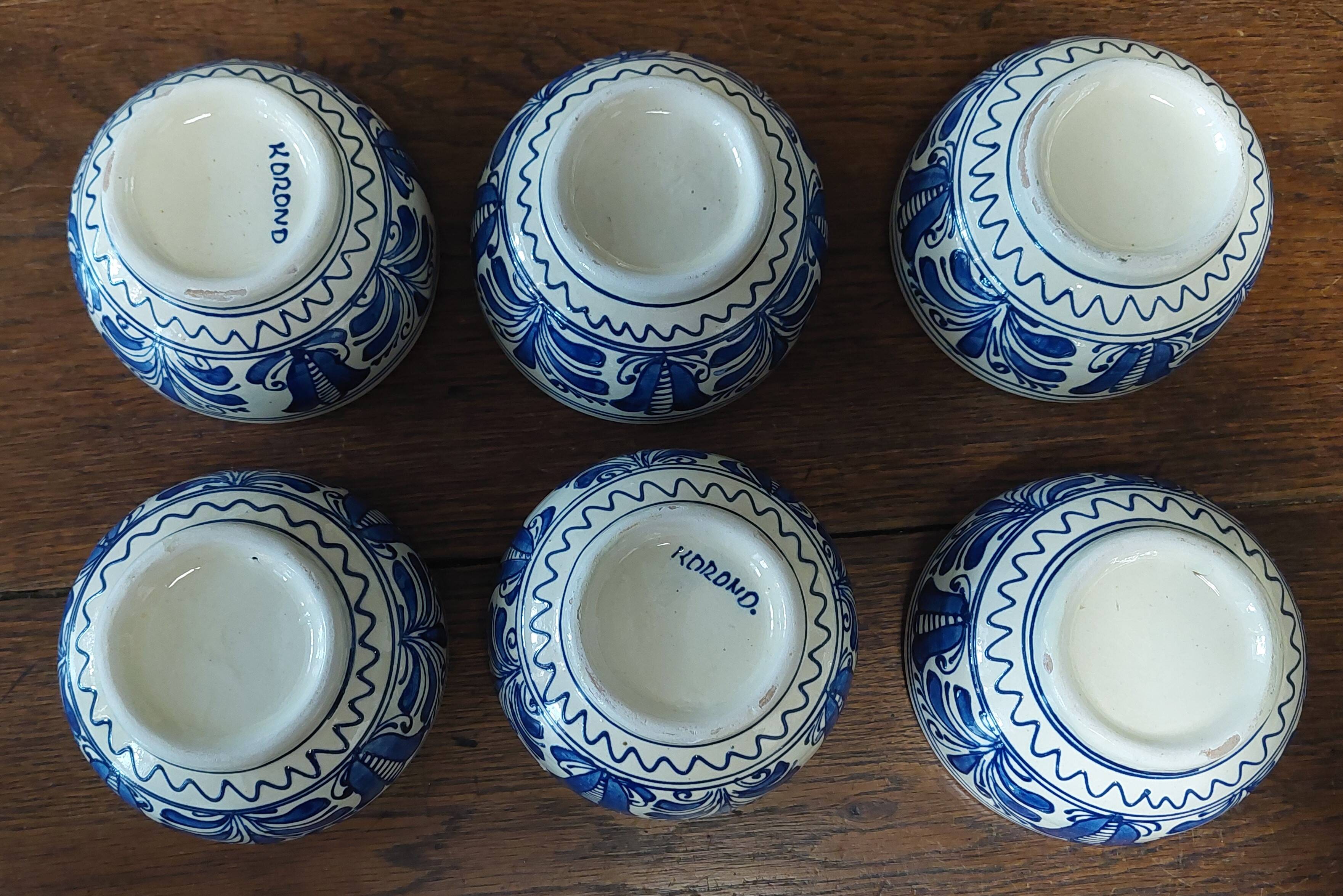 Bowls set of six Korond ceramic Romania 20th century