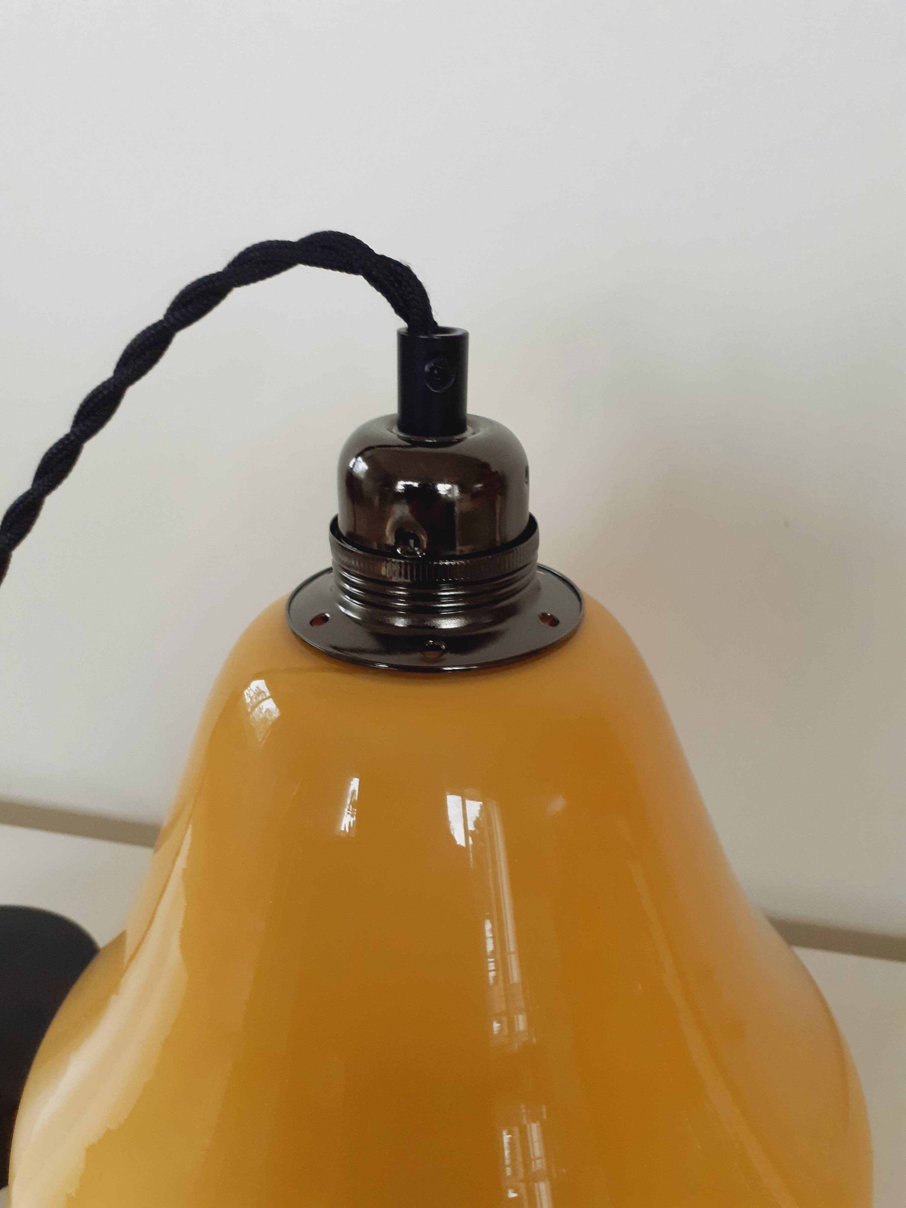 Vintage pendant light, yellow opaline.