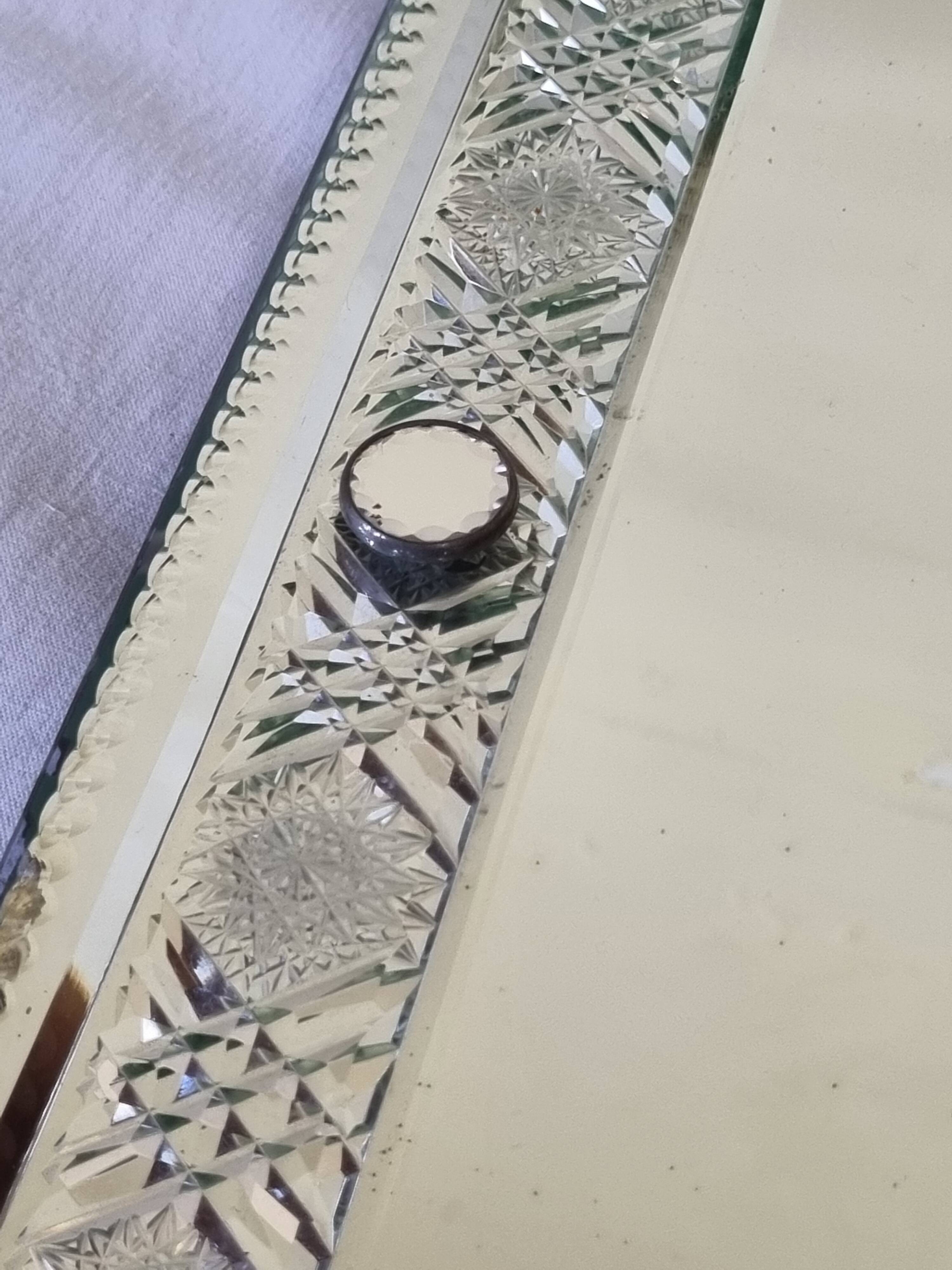 Large vintage Venetian style engraved mirror, 81 x 53 cm, 1950