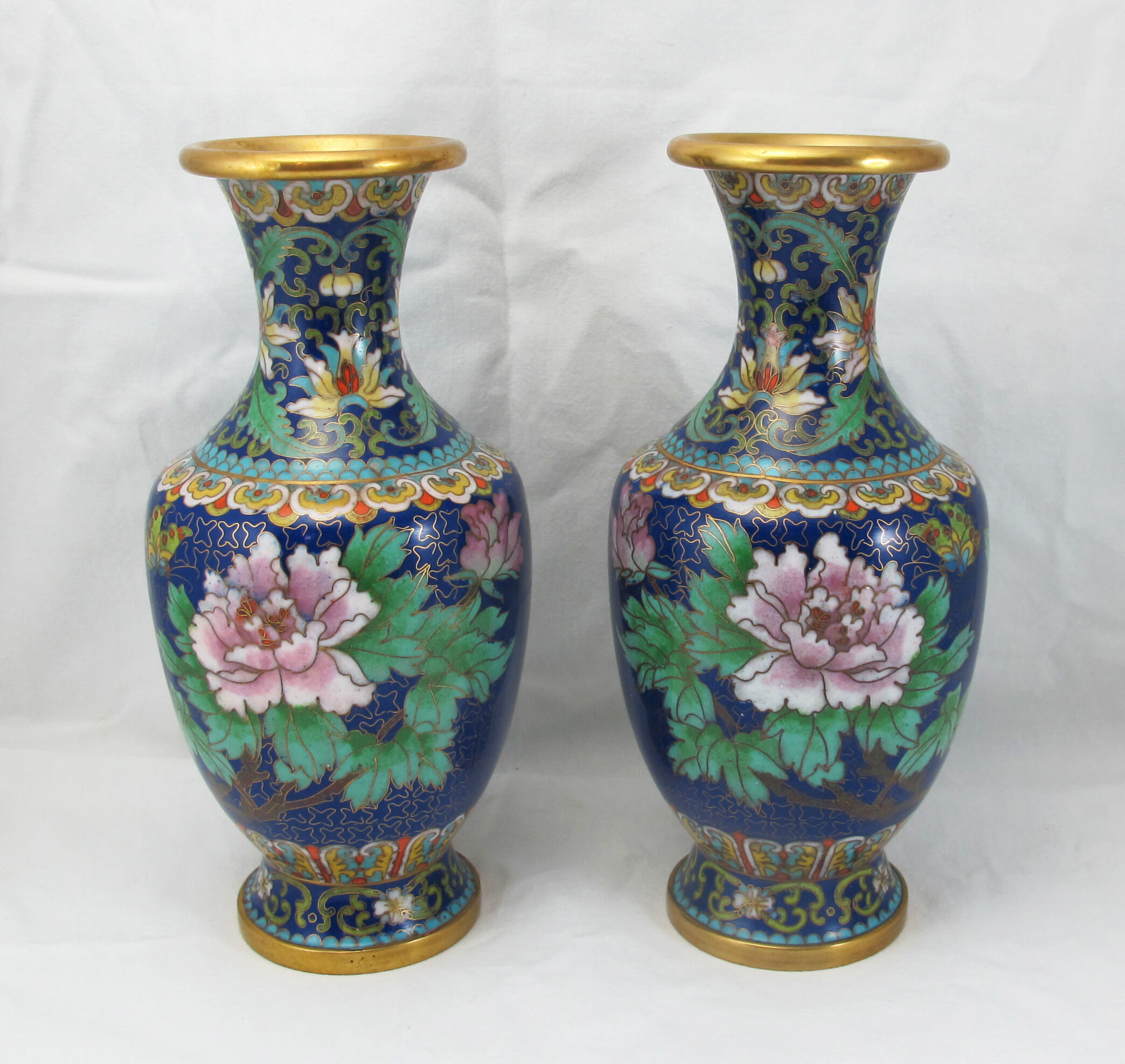 Paire de vases en bronze émail cloisonné chinois chine