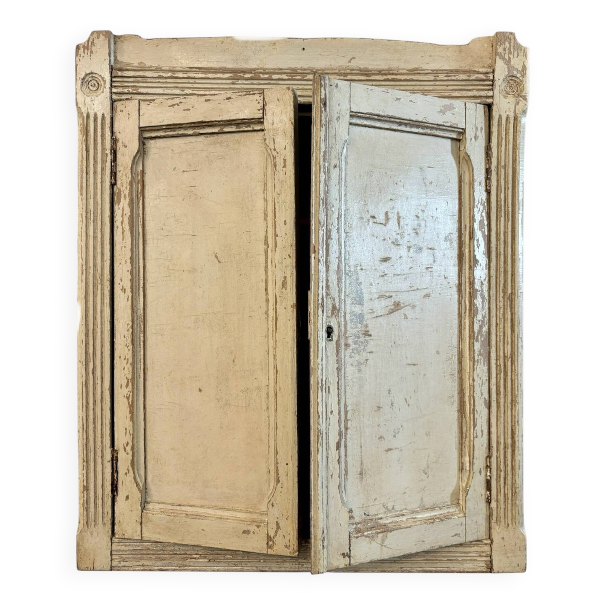 2-door wall cupboard in beige wood ☐ 59 x 50 cm