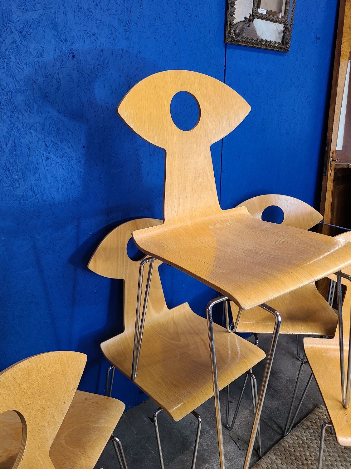 Suite de 6 chaises empilables Yamakado "Cocotte" - circa 1990