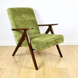 Classic armchair Var B-310 1960s vintage olive structural velvet - dark wood