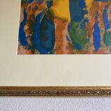 Oil on paper, wooden frame, glass