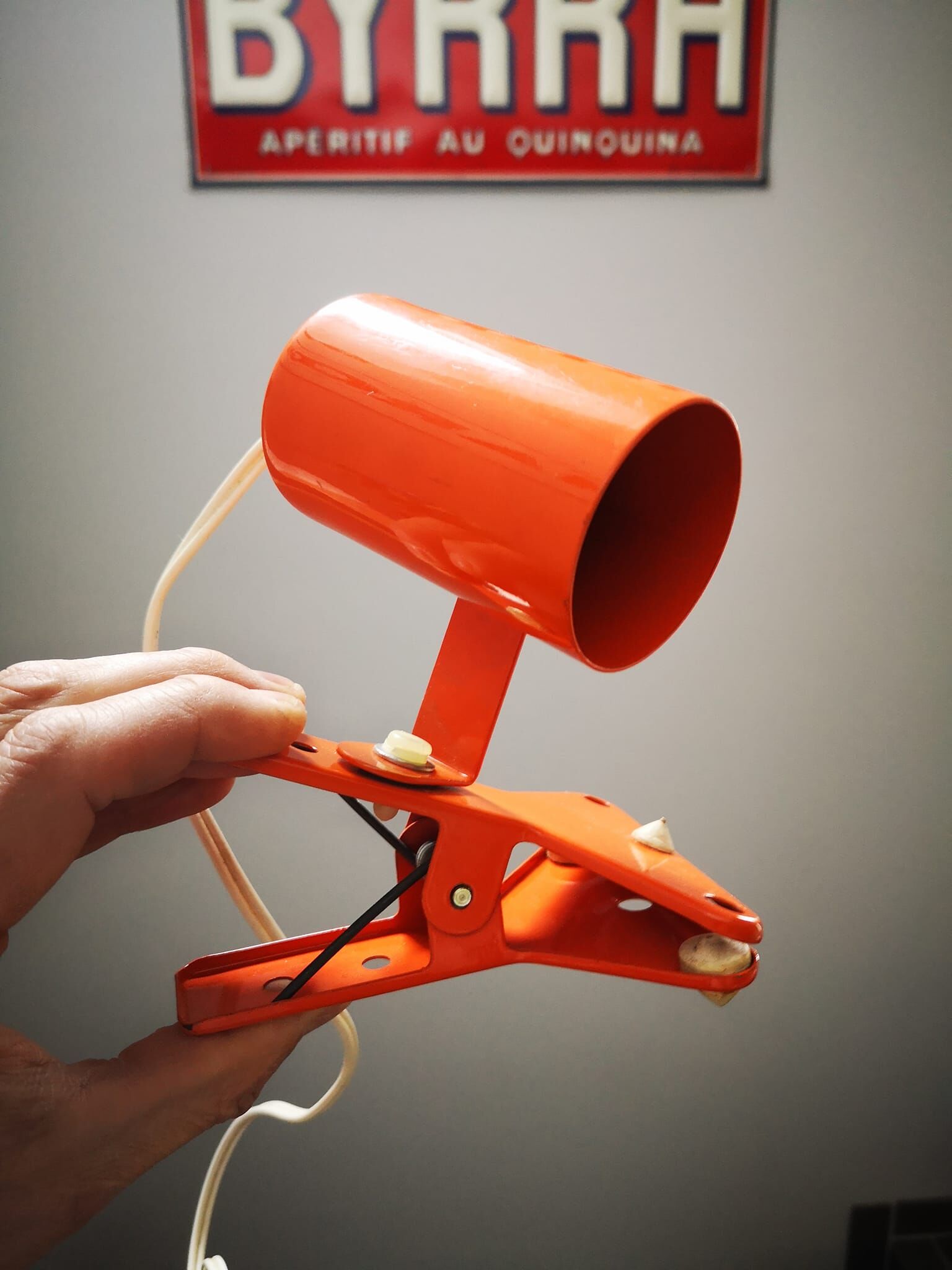 Lampe spot à pince orange 100% 1970 vintage