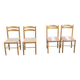 4 solid wood chairs with straw and fabric