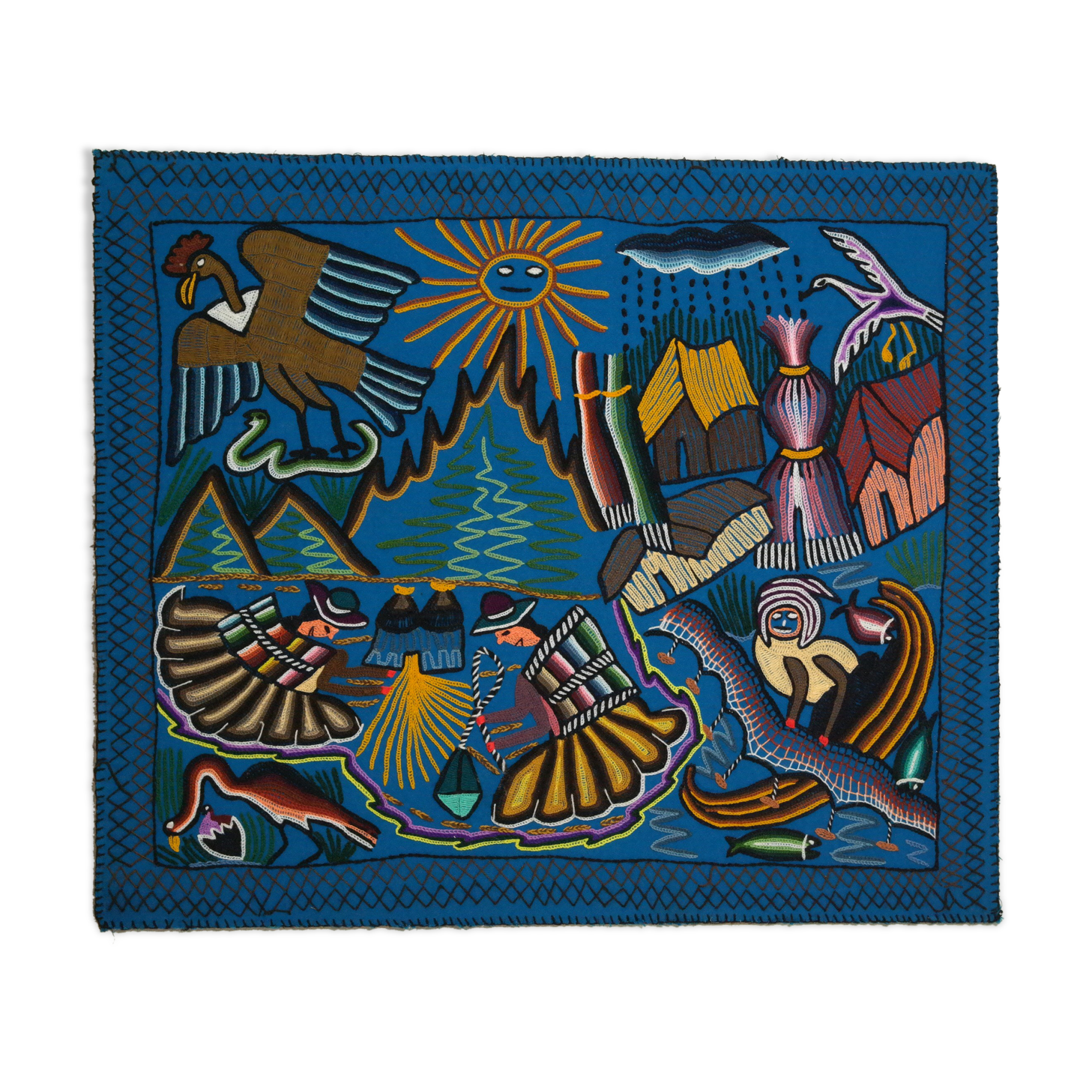 Artisanal Peruvian vintage wool tapestry