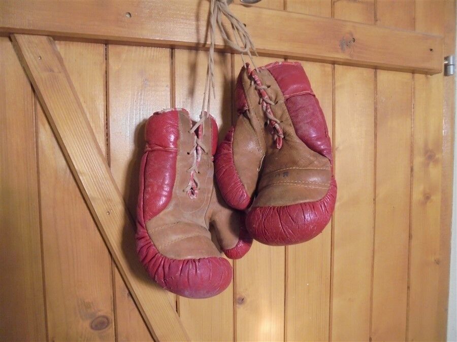 Pair of leather child boxing gloves