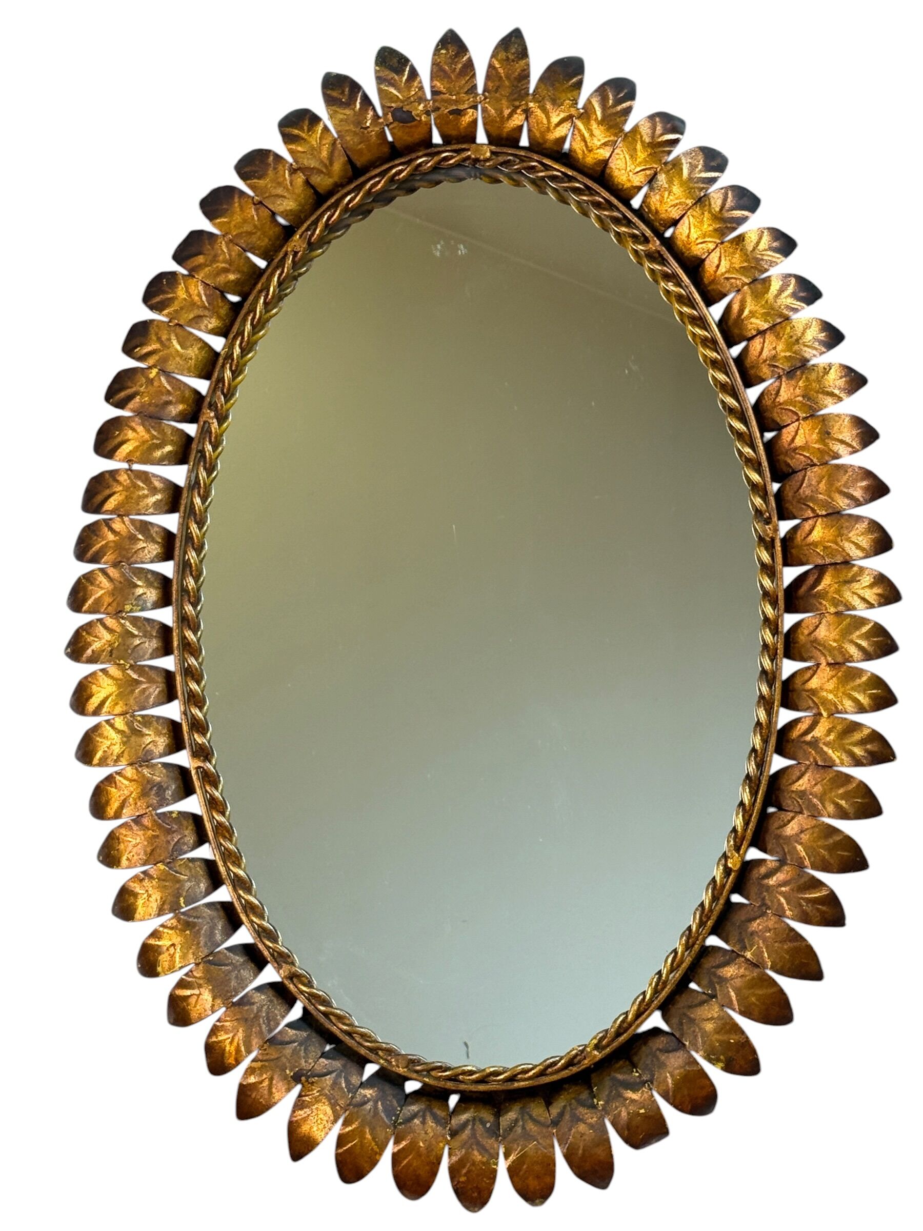 1950s wrought iron sun mirror from Italy