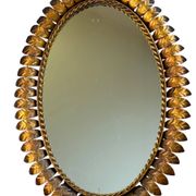 Miroir soleil en fer forgé des années 50 Italie