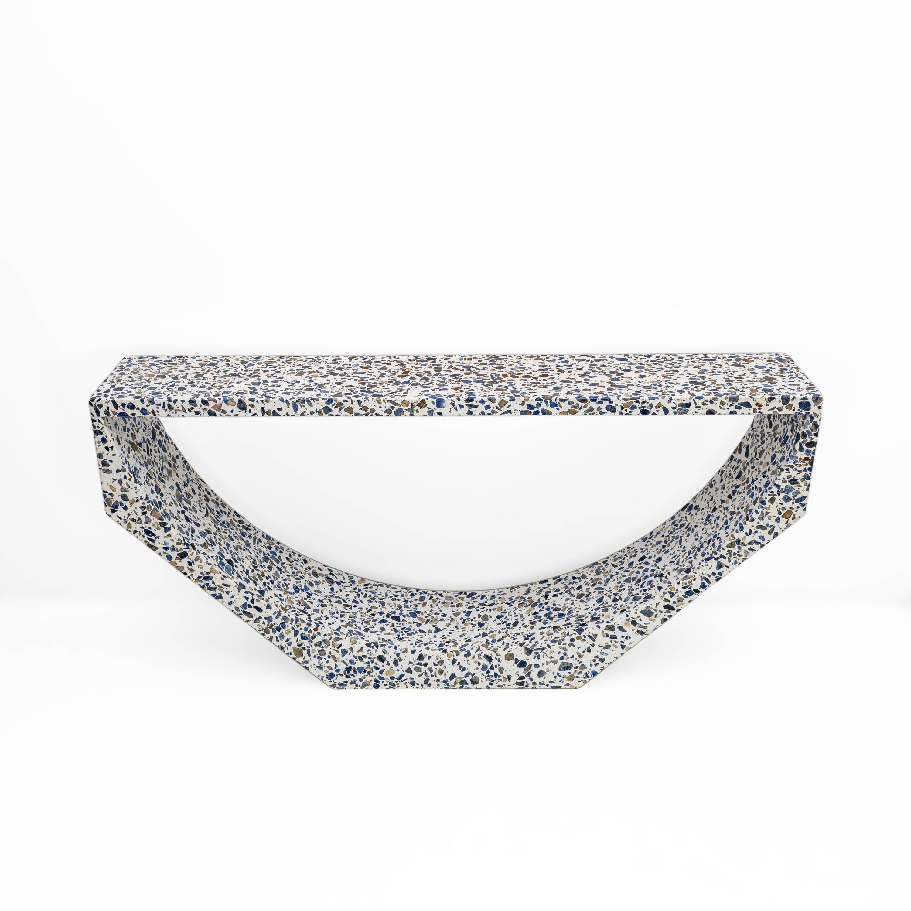 Italian-designed "Arcata" Console Table White Terrazzo Marble by Domus Stud