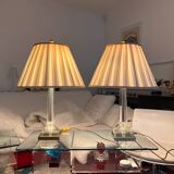 Paire de Lampes Chapman en Bronze et Cristal