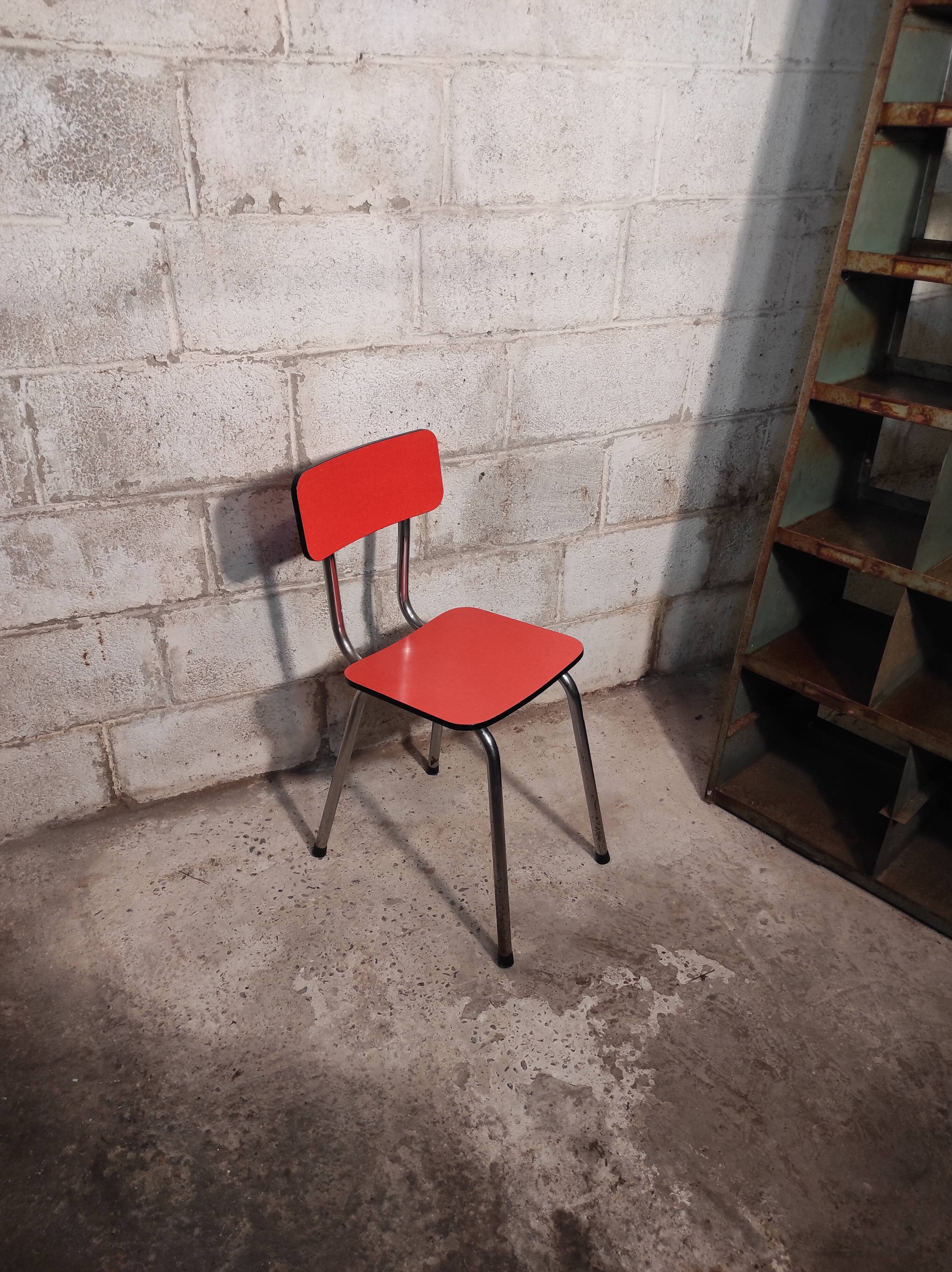 Chair in pink red formica 1960