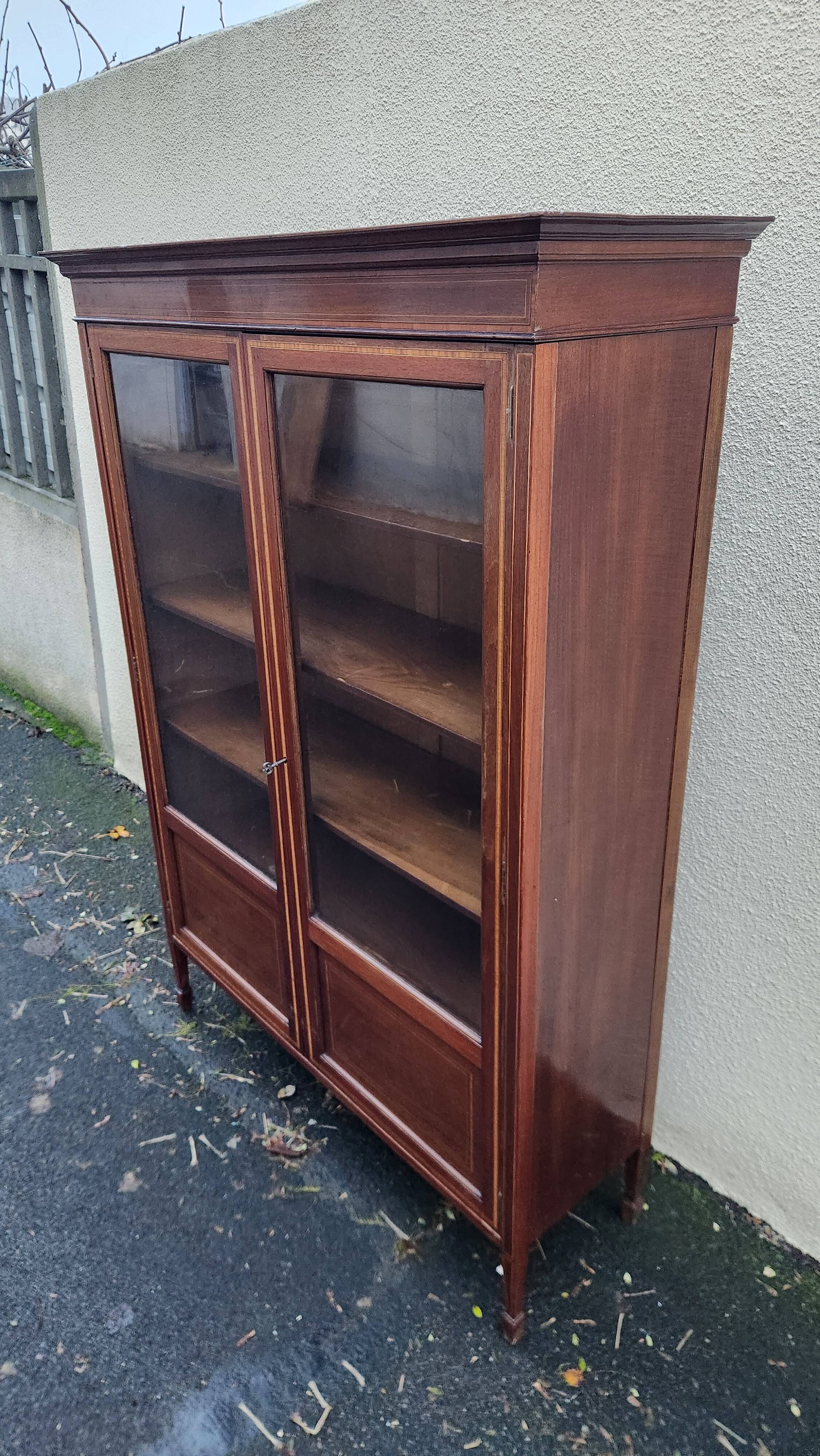 Antique glass-fronted Louis XVI library