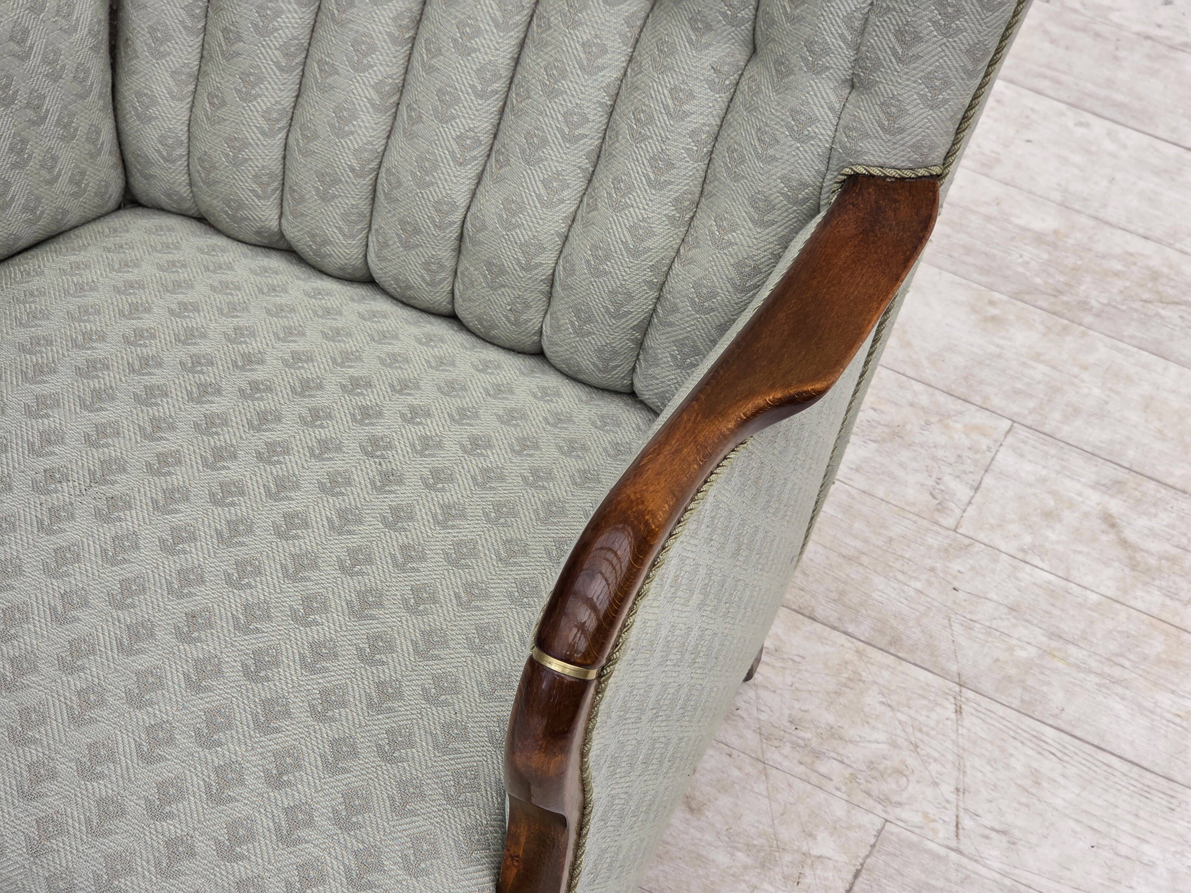 1960s, Danish armchair, light blue furniture fabric, beech wood.