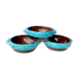 Set of 3 ceramic cups foam 1970's