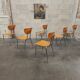 Lot de 6 chaises type ecole chrome et bois 1970
