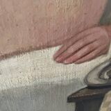 Oil painting on canvas of a nude woman in Art Deco style, old portrait.