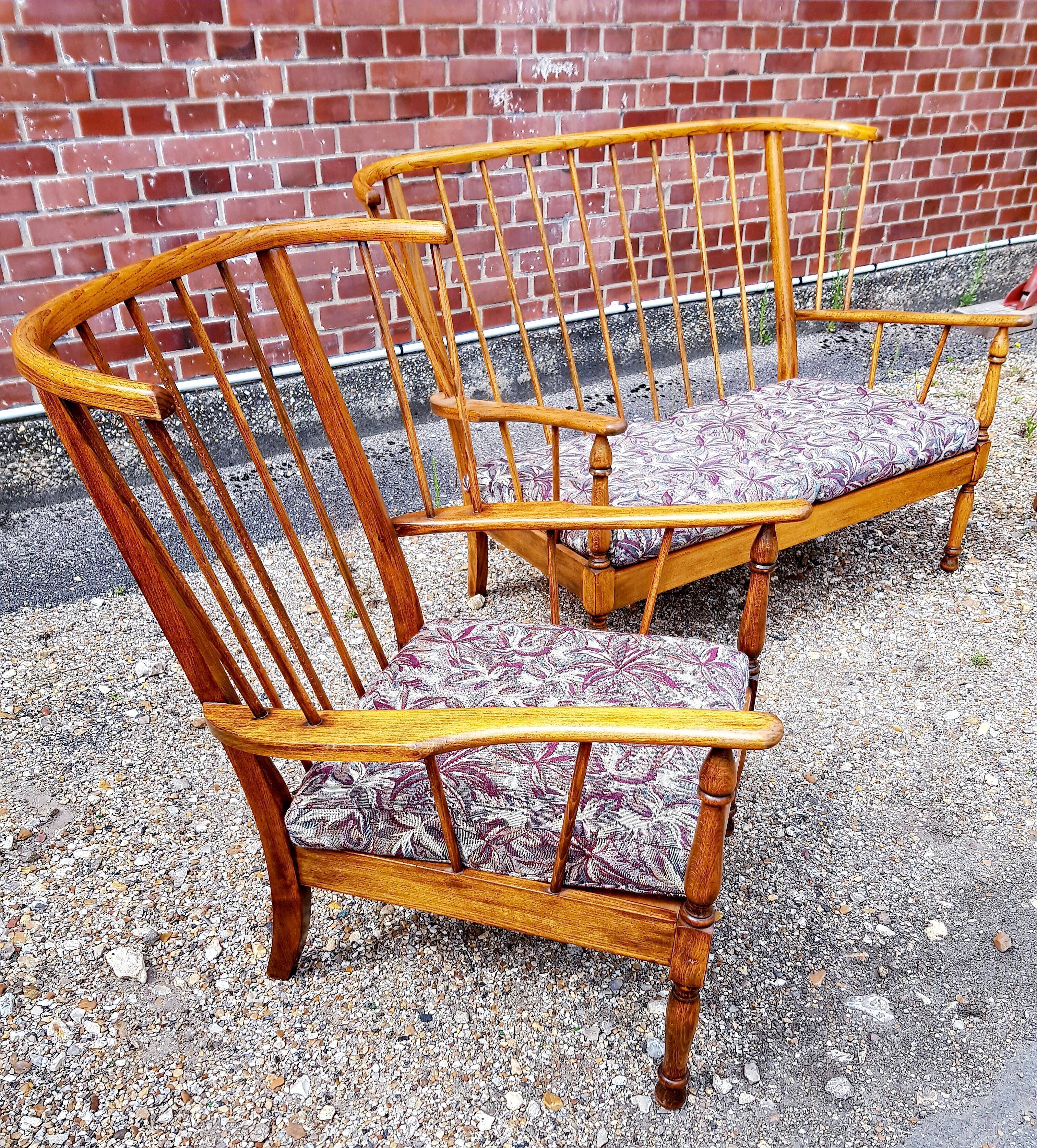 Bench and its 2 Baumann armchairs